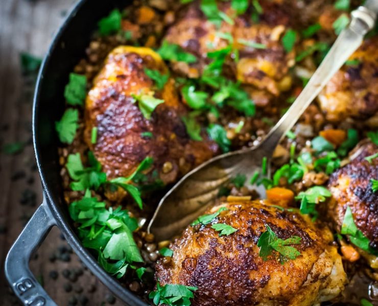 berbere chicken with ethiopian lentils