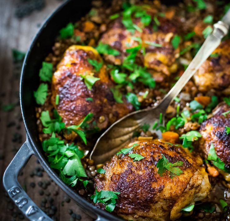 berbere chicken with ethiopian lentils